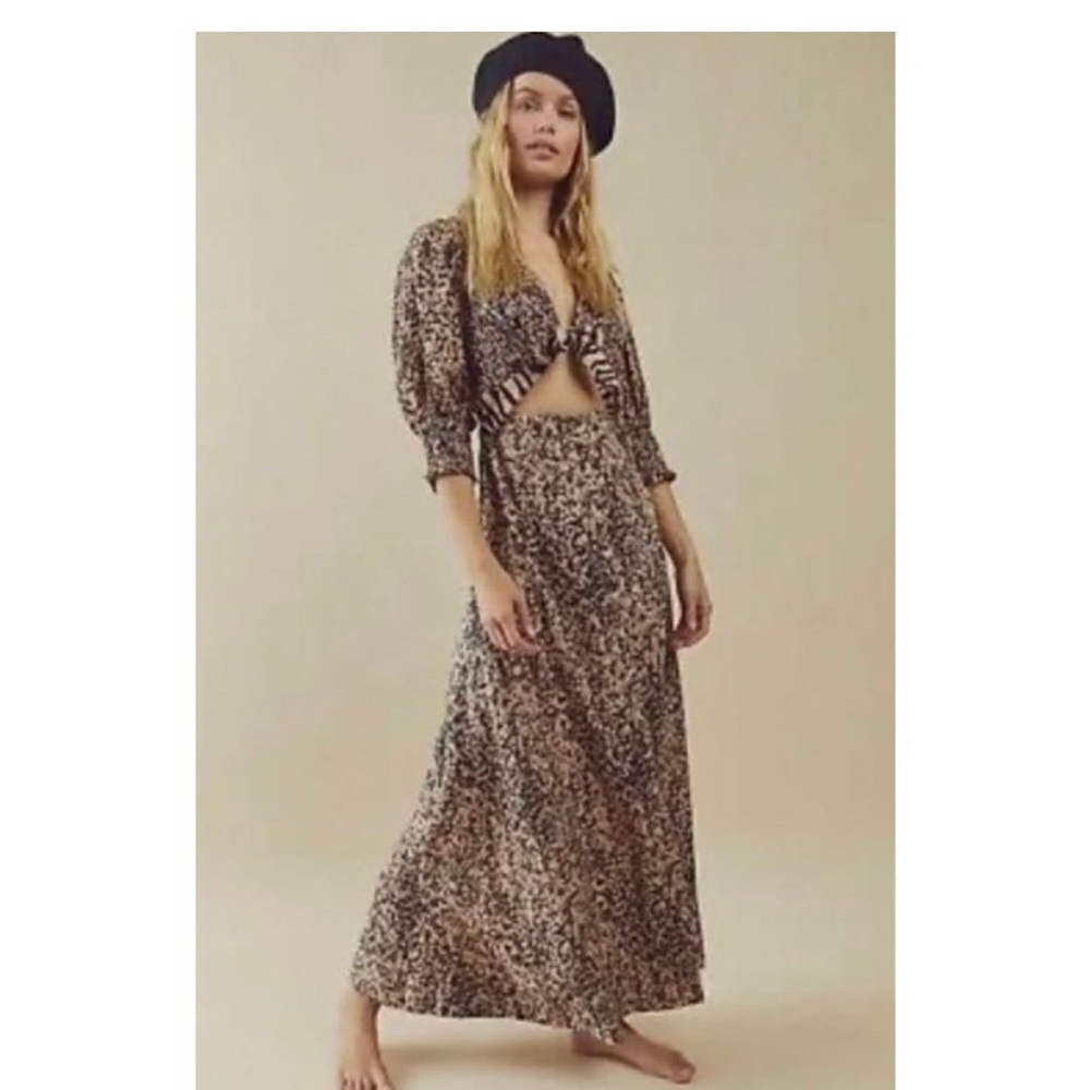 Free People String of hearts maxi dress. Leopard Print size XL NWT